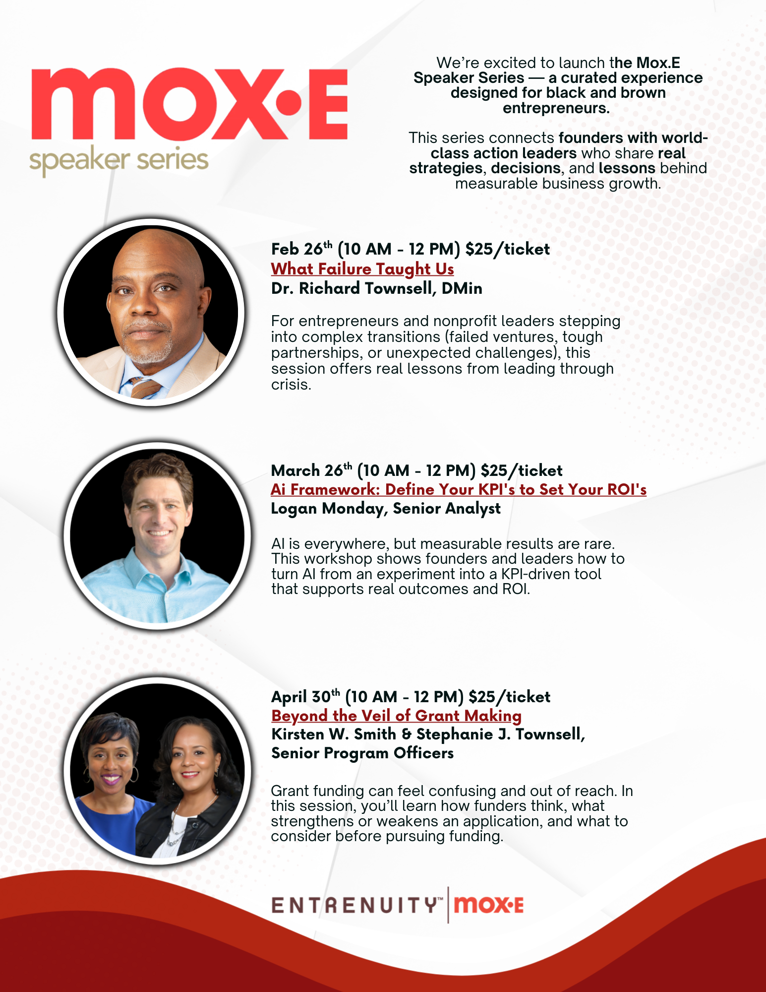 April 30th (10 AM - 12 PM) $25ticket “Beyond the Veil of Grantmaking” Sr. Program Officers Stephanie J. Townsell & Kirsten W. Smith