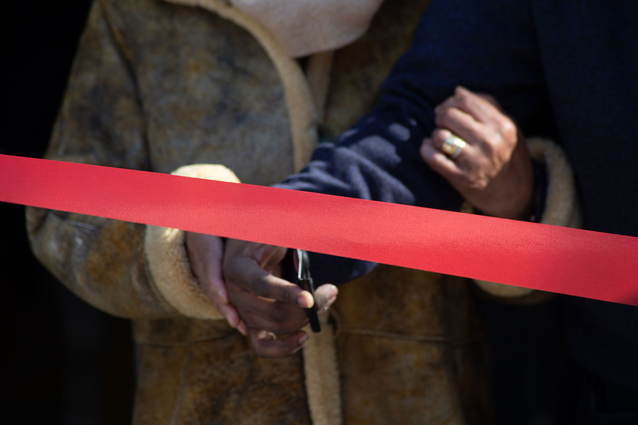 Brian Jenkins and Hazel King cut the ribbon